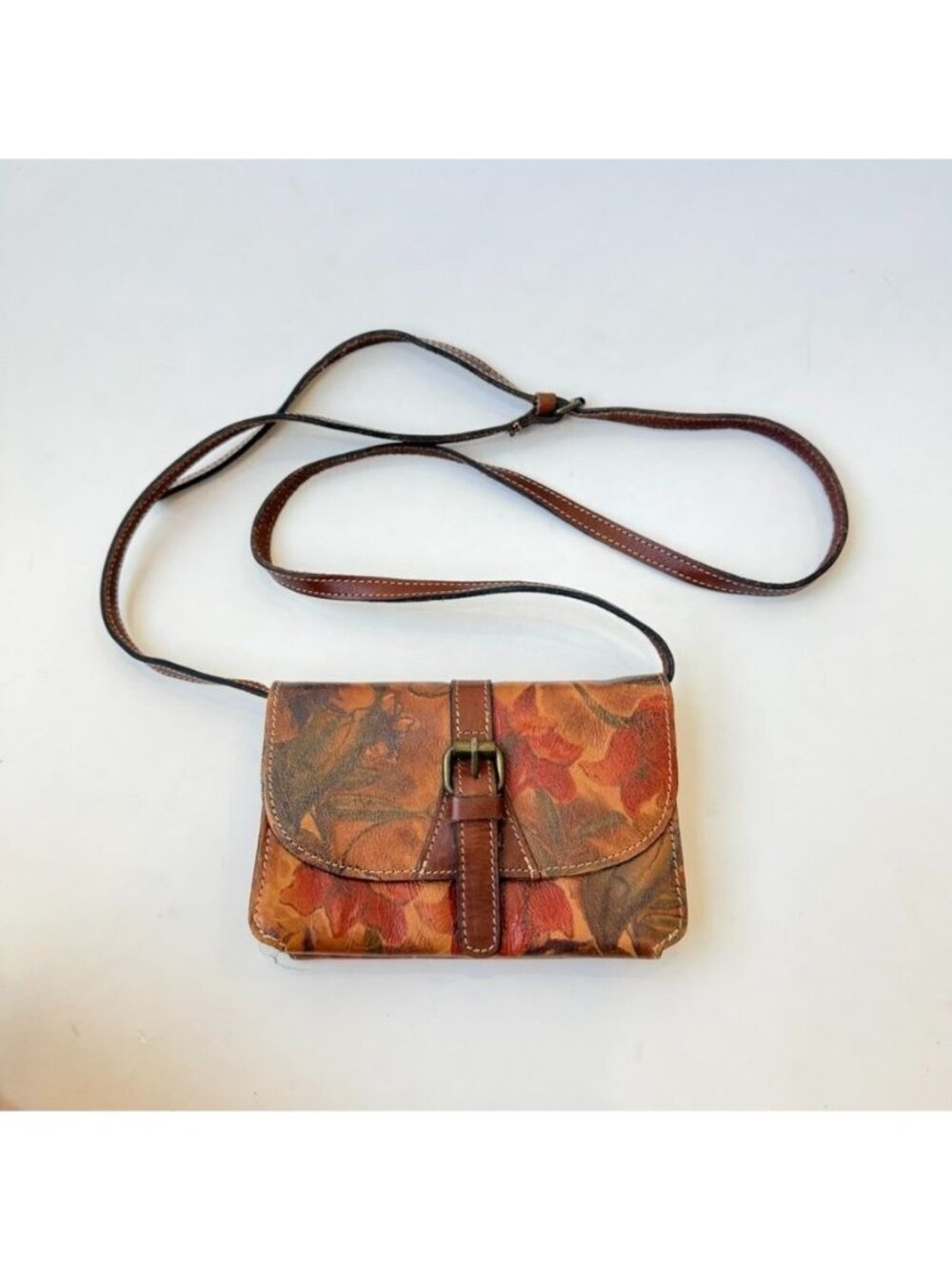 Patricia Nash Floral Tooled Leather Crossbody Wallet Purse Multicolor
